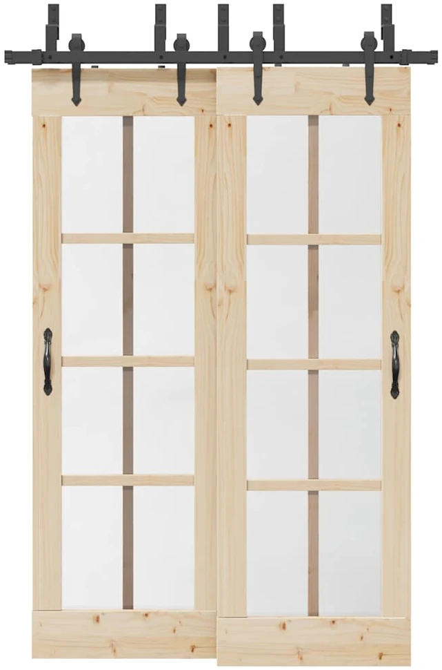Stumdomų durų įrangos rinkinys, juodos sp., 152,5cm, plienas