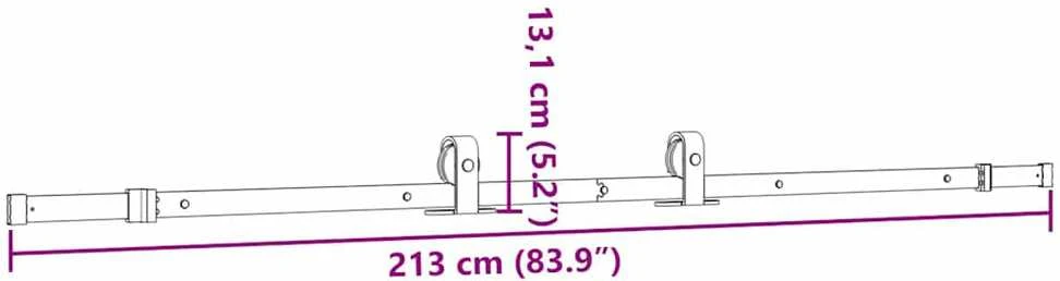 Stumdomų durų įrangos rinkinys, juodos sp., 213cm, plienas