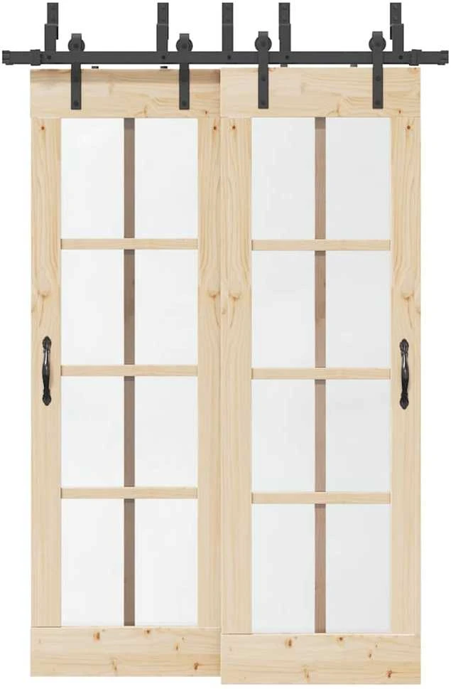 Stumdomų durų įrangos rinkinys, juodos sp., 152,5cm, plienas