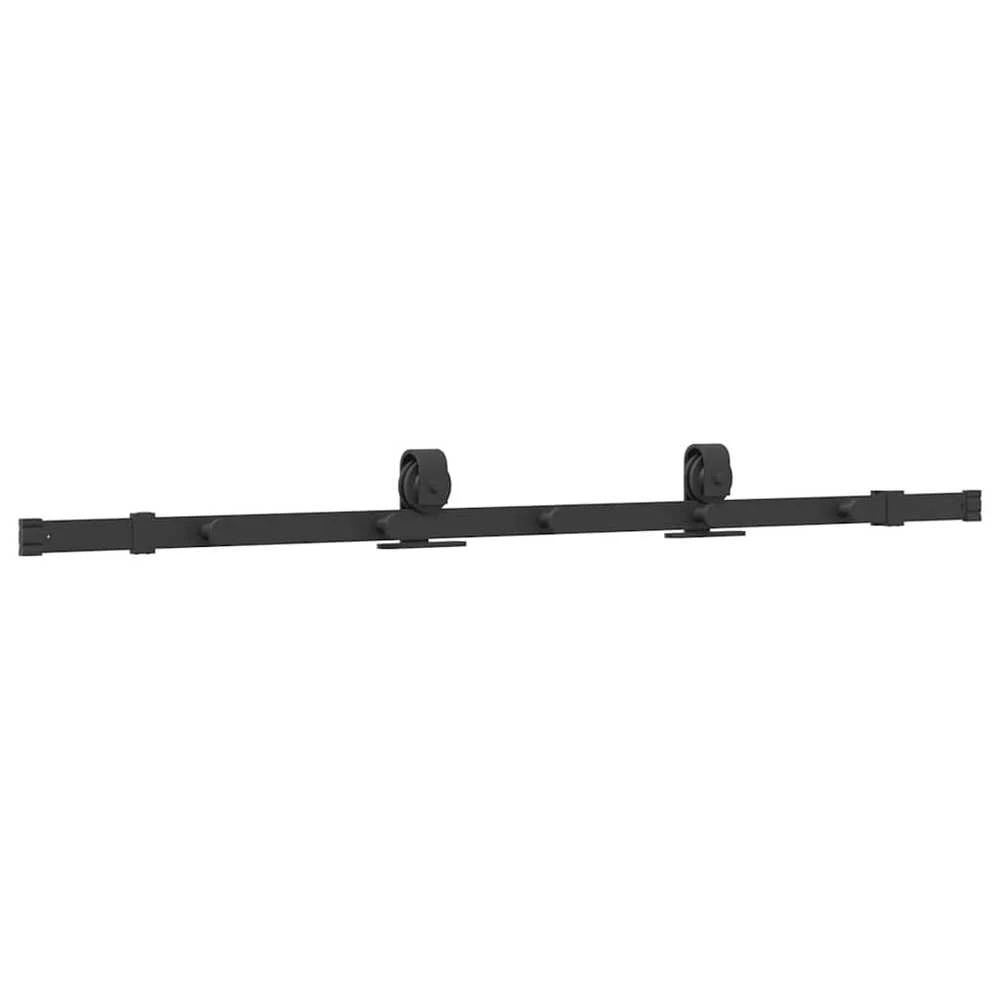 Stumdomų durų įrangos rinkinys, juodos sp., 152,5cm, plienas