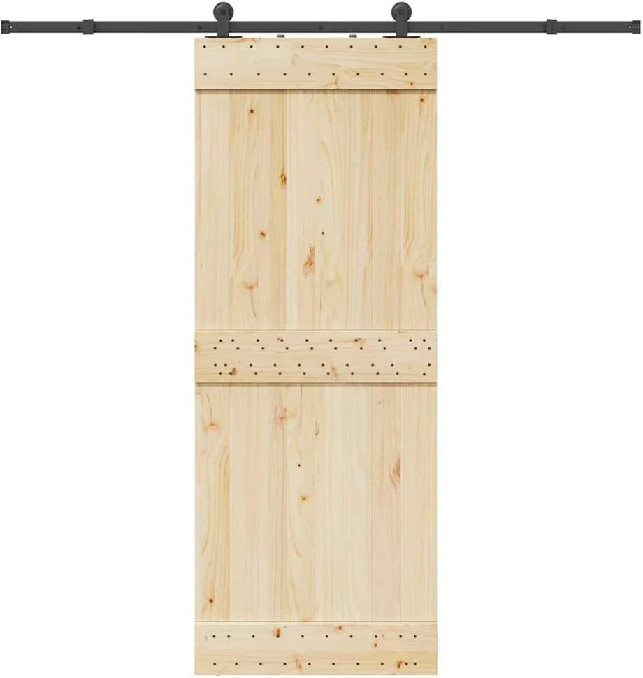Stumdomų durų įrangos rinkinys, juodos sp., 213,5cm, plienas