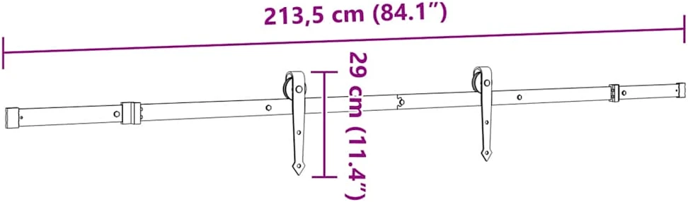Stumdomų durų įrangos rinkinys, juodos sp., 213,5cm, plienas
