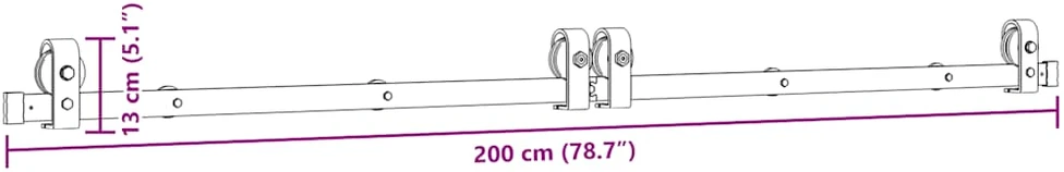 Stumdomų durų įrangos rinkinys, juodos sp., 200cm, plienas