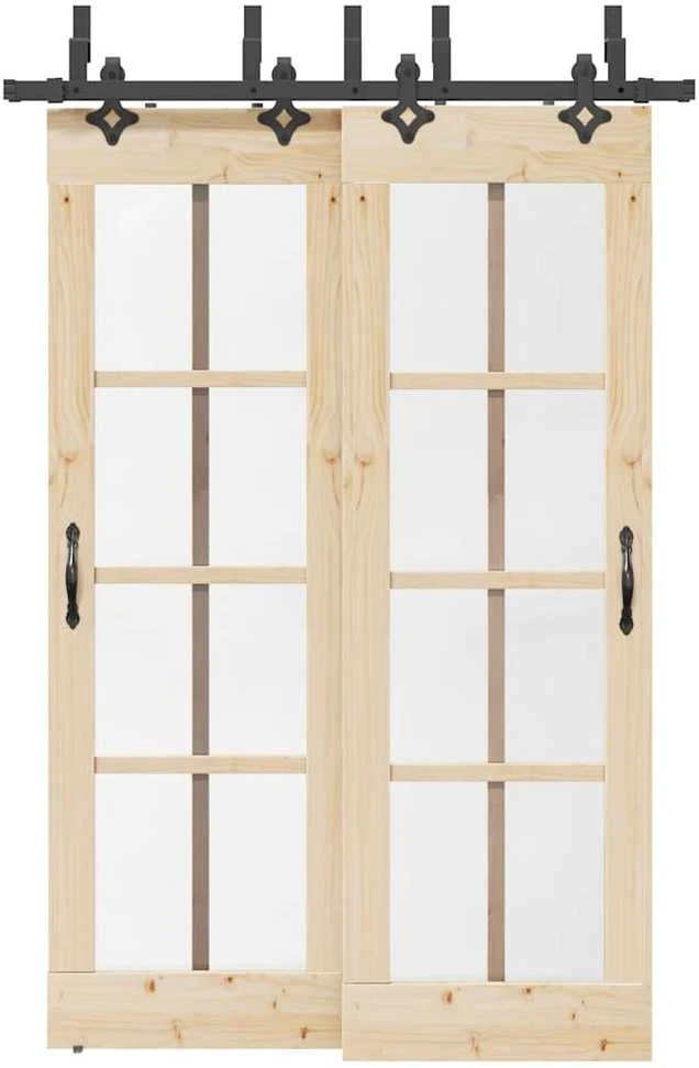 Stumdomų durų įrangos rinkinys, juodos sp., 152,5cm, plienas