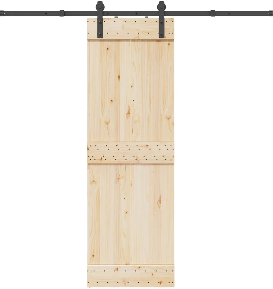 Stumdomų durų įrangos rinkinys, juodos sp., 213,5cm, plienas