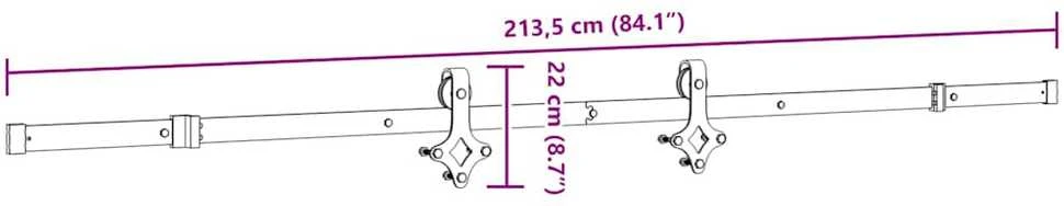 Stumdomų durų įrangos rinkinys, juodos sp., 213,5cm, plienas