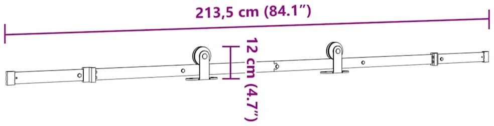 Stumdomų durų įrangos rinkinys, juodos sp., 213,5cm, plienas