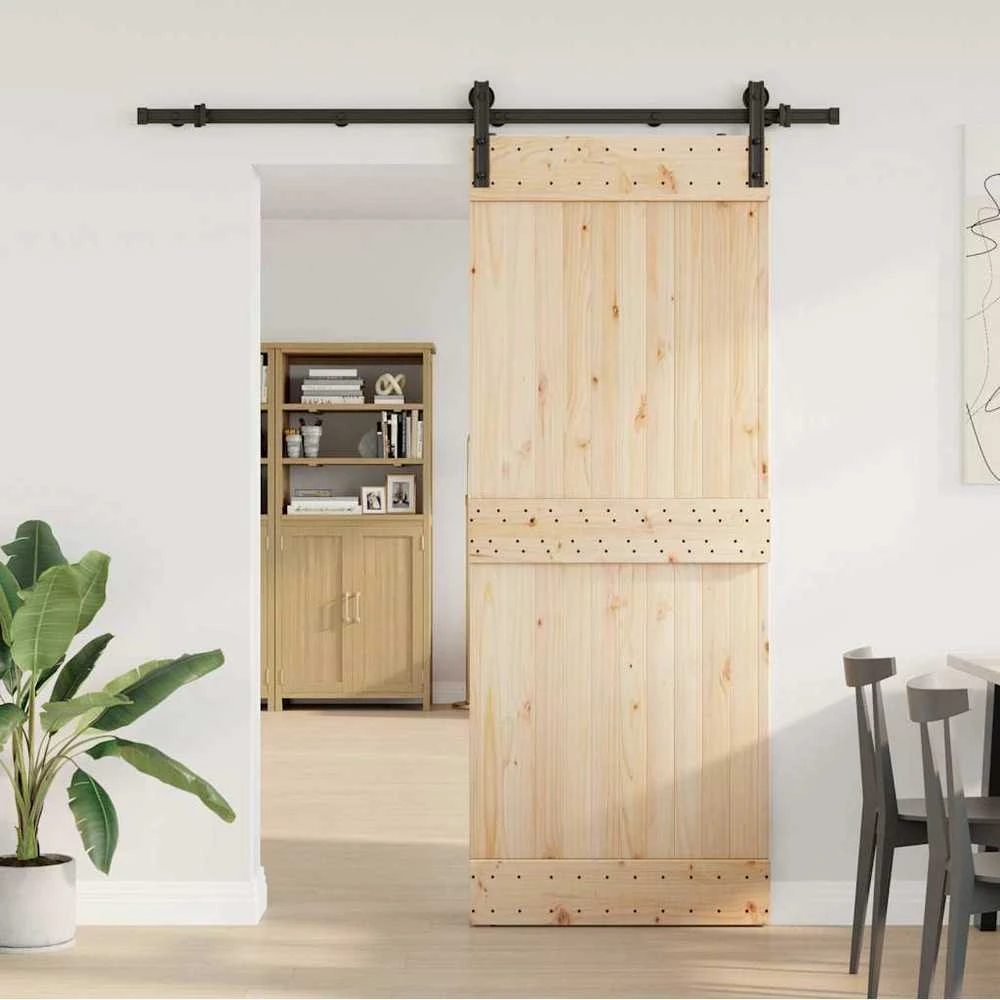 Stumdomų durų įrangos rinkinys, juodos spalvos, 183cm, plienas