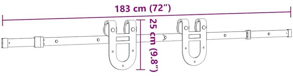 Stumdomų durų įrangos rinkinys, juodos spalvos, 183cm, plienas