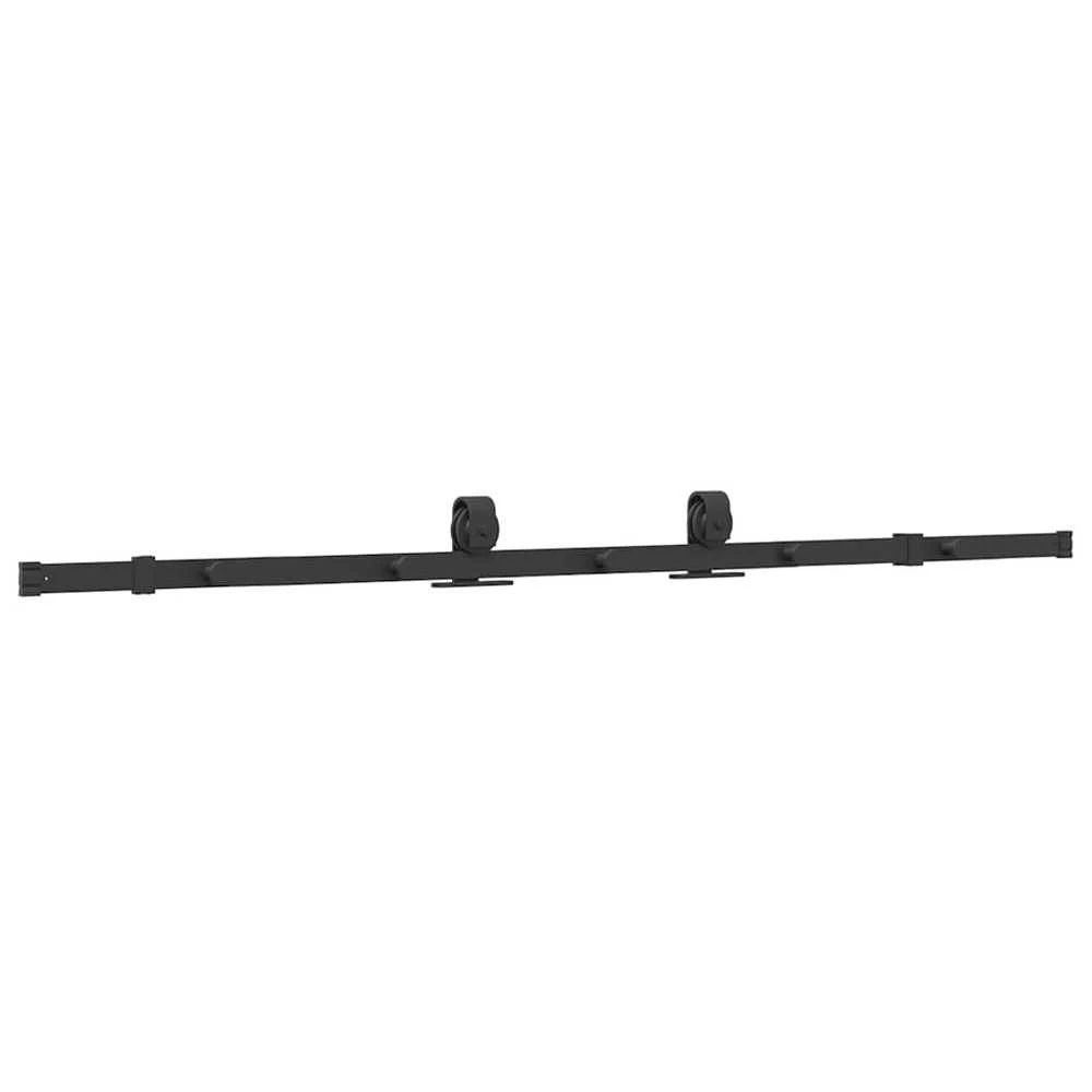 Stumdomų durų įrangos rinkinys, juodos spalvos, 183cm, plienas