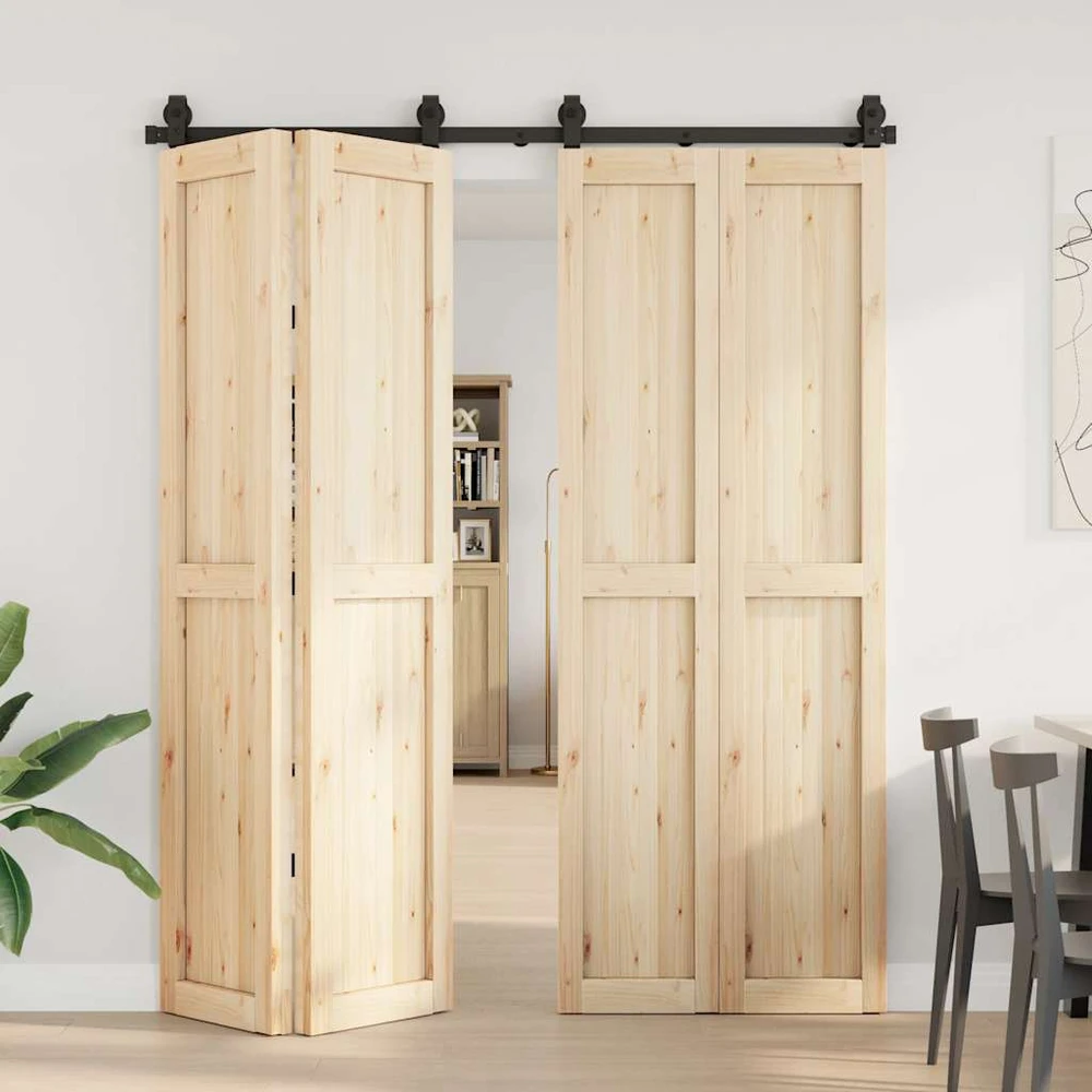 Stumdomų durų įrangos rinkinys, juodos spalvos, 183cm, plienas