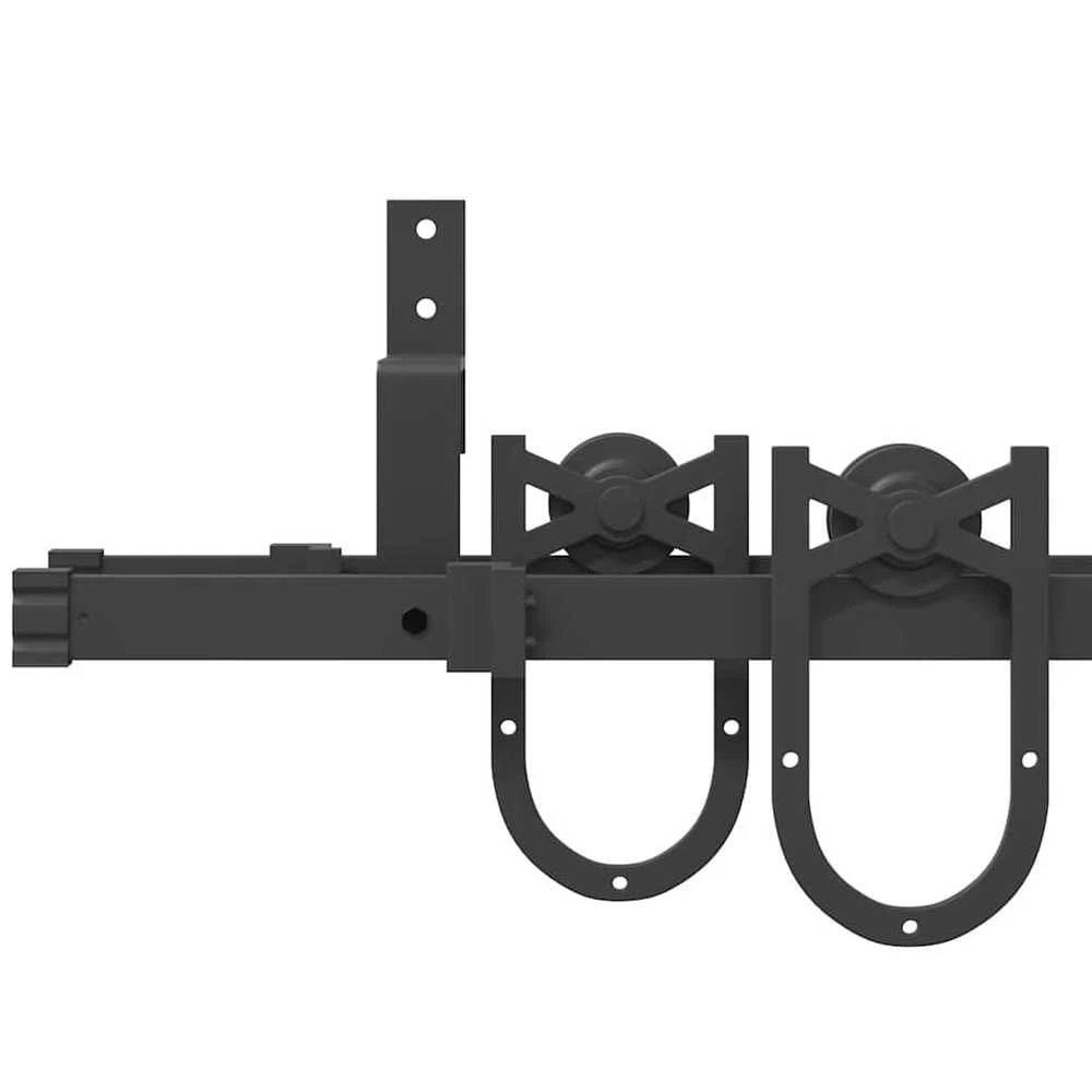 Stumdomų durų įrangos rinkinys, juodos spalvos, 183 cm, plienas