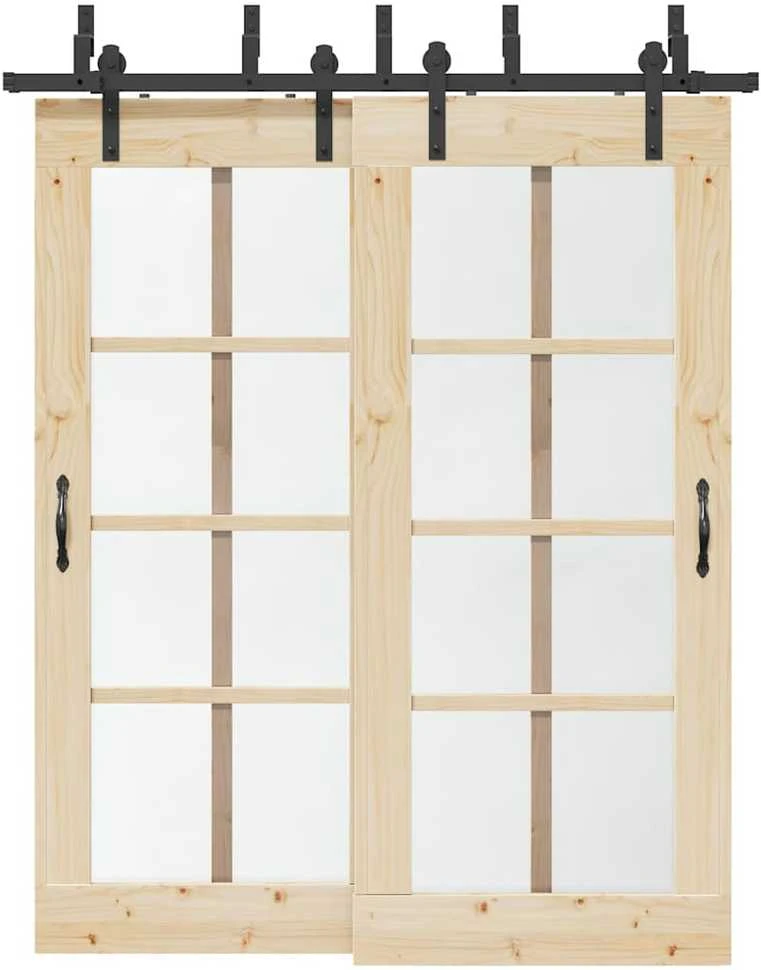 Stumdomų durų įrangos rinkinys, juodos spalvos, 183 cm, plienas