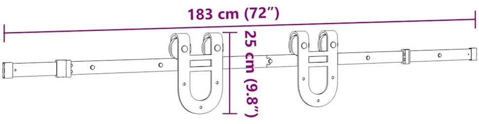 Stumdomų durų įrangos rinkinys, juodos spalvos, 183cm, plienas