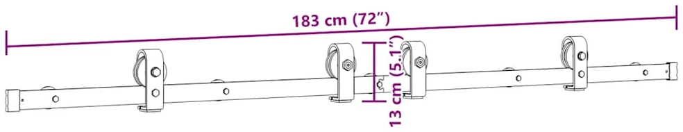 Stumdomų durų įrangos rinkinys, juodos spalvos, 183cm, plienas