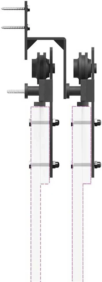 Stumdomų durų įrangos rinkinys, juodos spalvos, 183 cm, plienas