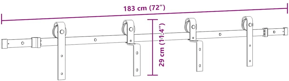 Stumdomų durų įrangos rinkinys, juodos spalvos, 183cm, plienas