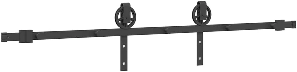 Stumdomų durų įrangos rinkinys, juodos spalvos, 183cm, plienas