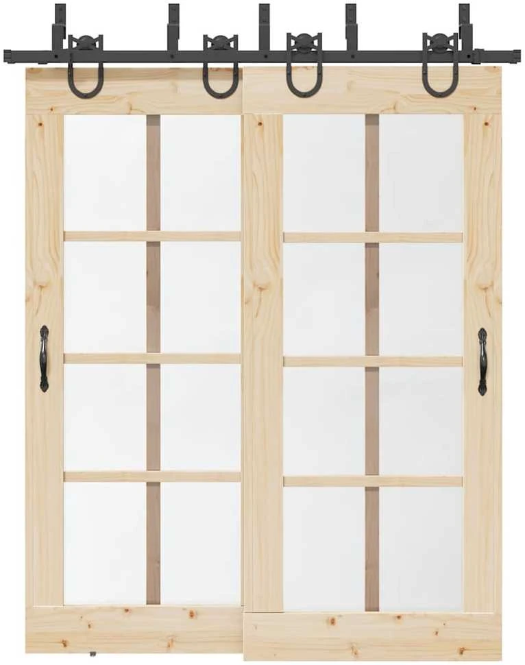 Stumdomų durų įrangos rinkinys, juodos spalvos, 183 cm, plienas