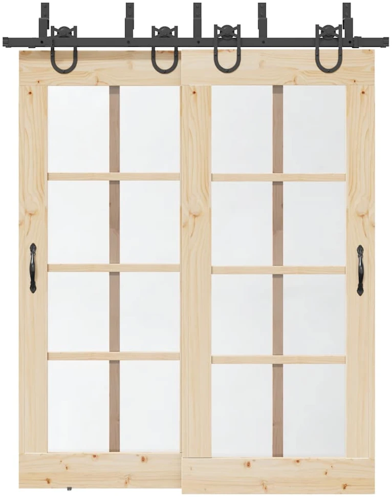 Stumdomų durų įrangos rinkinys, juodos spalvos, 183 cm, plienas