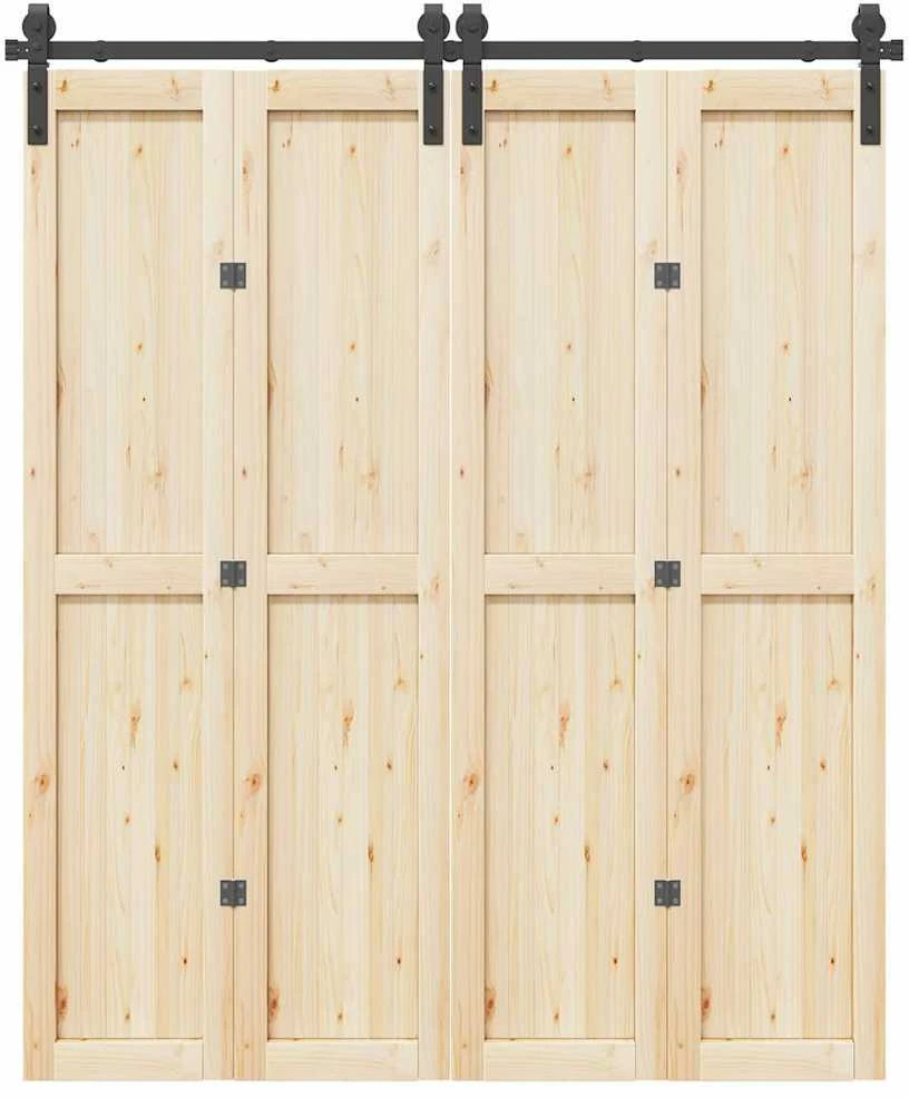 Stumdomų durų įrangos rinkinys, juodos spalvos, 183cm, plienas