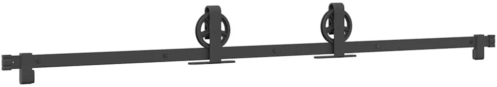 Stumdomų durų įrangos rinkinys, juodos spalvos, 183cm, plienas