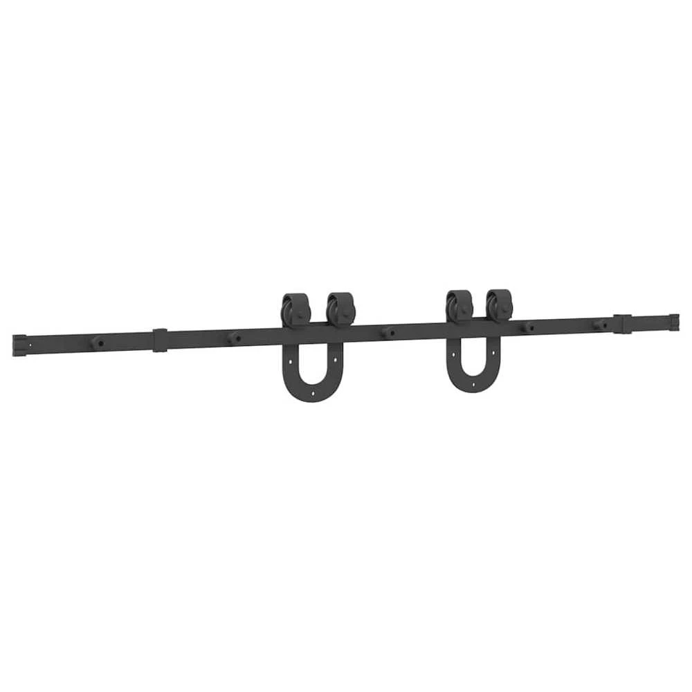 Stumdomų durų įrangos rinkinys, juodos spalvos, 183cm, plienas