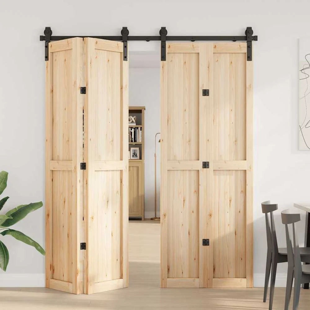 Stumdomų durų įrangos rinkinys, juodos spalvos, 183cm, plienas