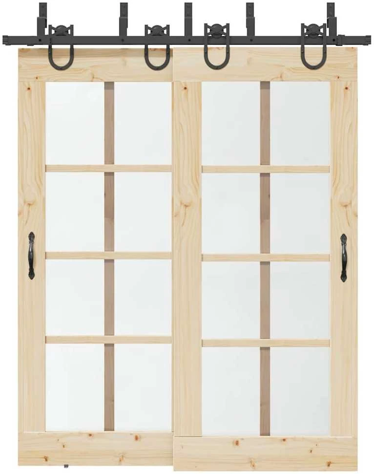 Stumdomų durų įrangos rinkinys, juodos spalvos, 183 cm, plienas