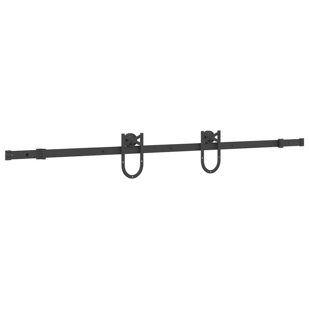 Stumdomų durų įrangos rinkinys, juodos spalvos, 183cm, plienas