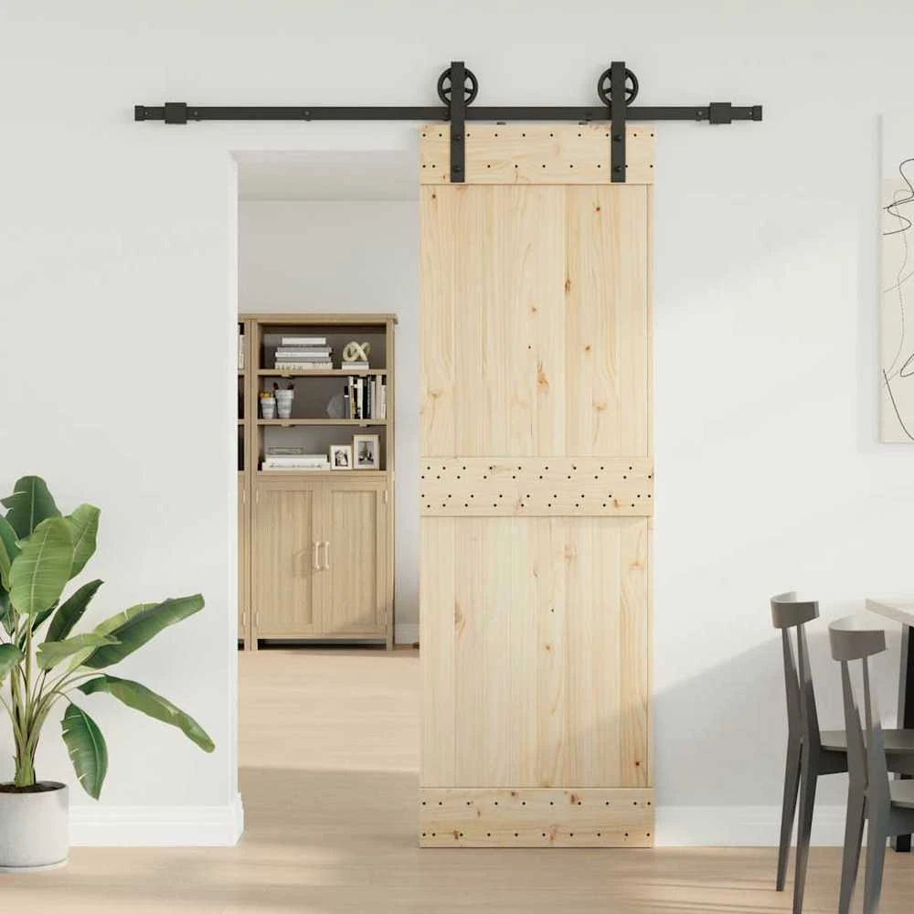Stumdomų durų įrangos rinkinys, juodos spalvos, 183cm, plienas