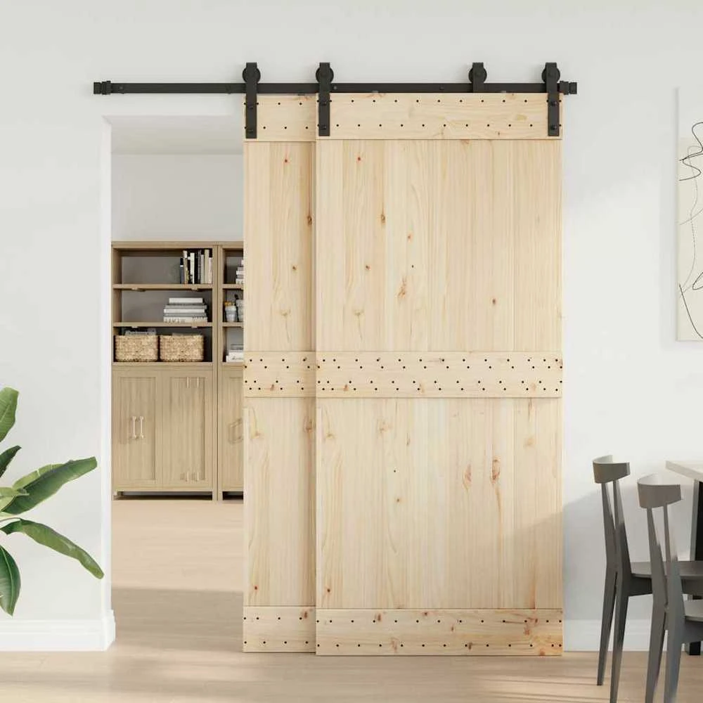 Stumdomų durų įrangos rinkinys, juodos spalvos, 183cm, plienas