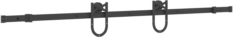 Stumdomų durų įrangos rinkinys, juodos spalvos, 183cm, plienas