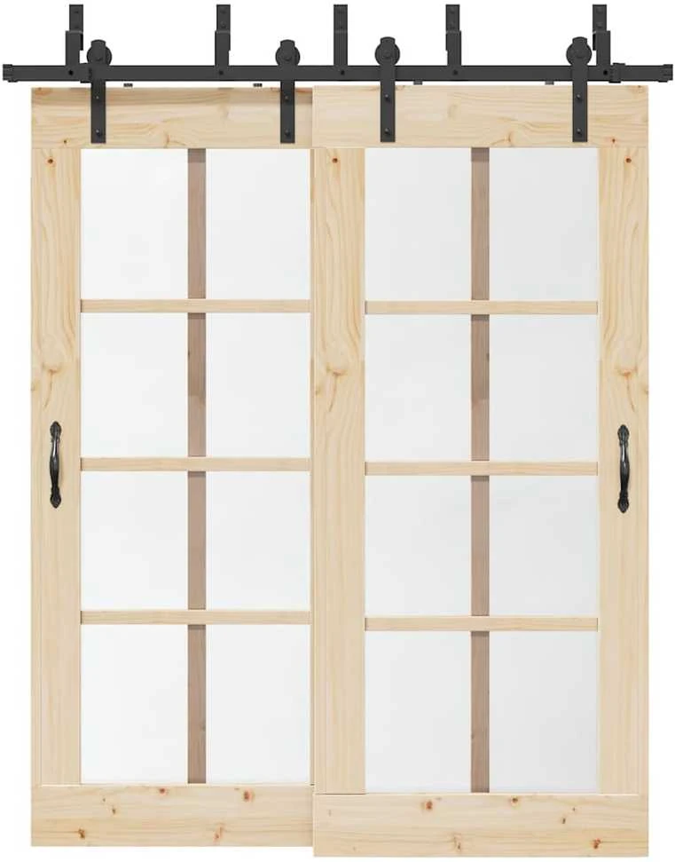 Stumdomų durų įrangos rinkinys, juodos spalvos, 183 cm, plienas