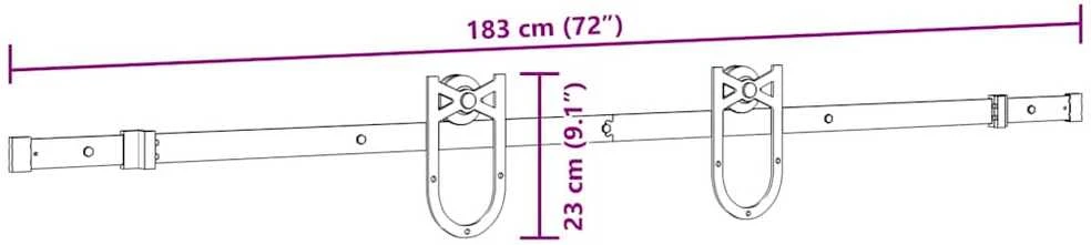 Stumdomų durų įrangos rinkinys, juodos spalvos, 183cm, plienas