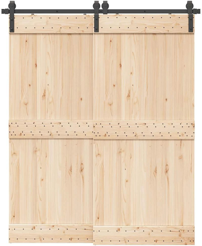 Stumdomų durų įrangos rinkinys, juodos spalvos, 183cm, plienas