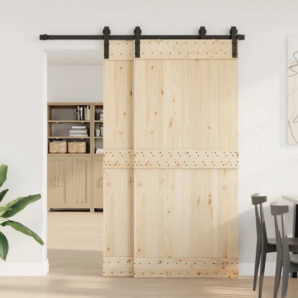 Stumdomų durų įrangos rinkinys, juodos spalvos, 183cm, plienas