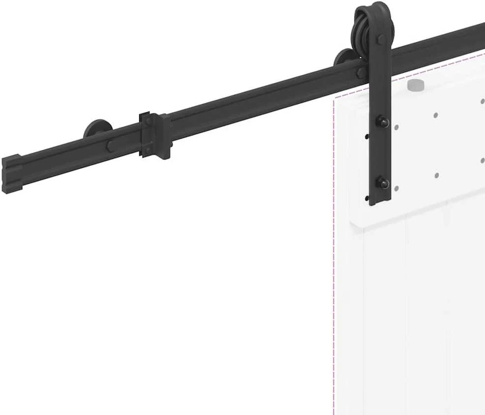 Stumdomų durų įrangos rinkinys, juodos spalvos, 183cm, plienas