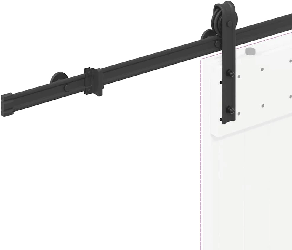 Stumdomų durų įrangos rinkinys, juodos spalvos, 183cm, plienas