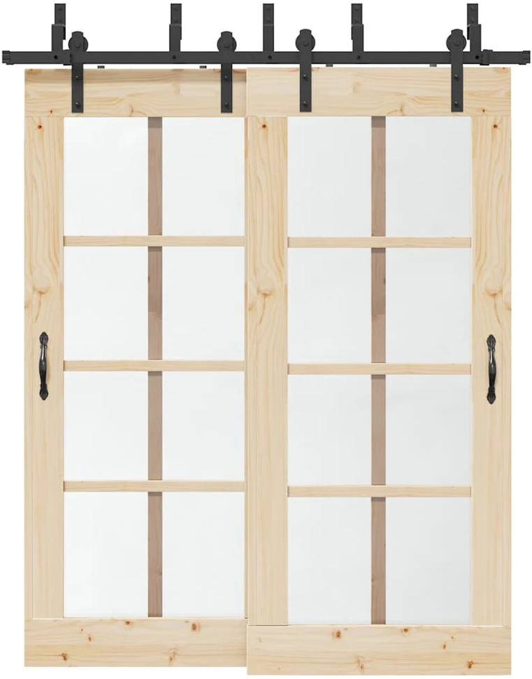 Stumdomų durų įrangos rinkinys, juodos spalvos, 183 cm, plienas