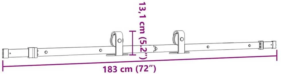 Stumdomų durų įrangos rinkinys, juodos spalvos, 183cm, plienas