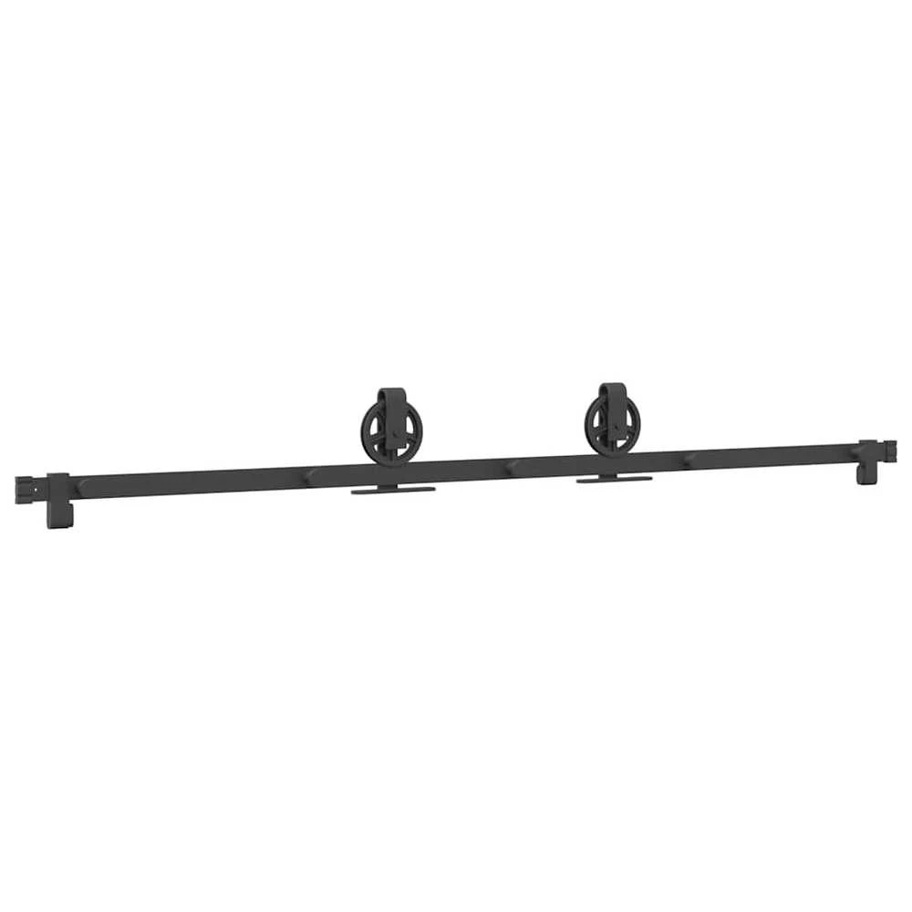 Stumdomų durų įrangos rinkinys, juodos spalvos, 183cm, plienas