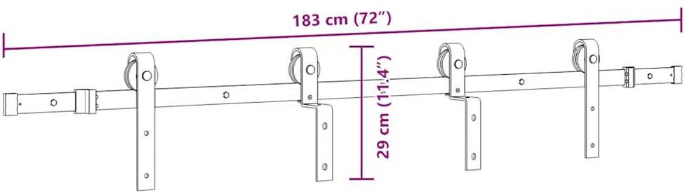 Stumdomų durų įrangos rinkinys, juodos spalvos, 183cm, plienas