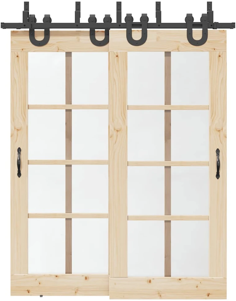 Stumdomų durų įrangos rinkinys, juodos spalvos, 183 cm, plienas