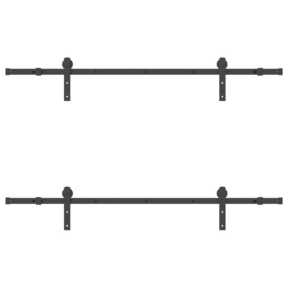 Stumdomų durų įrangos rinkinys, juodos spalvos, 183 cm, plienas