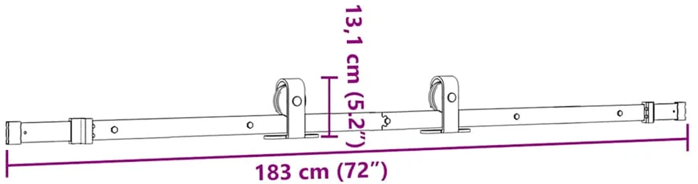 Stumdomų durų įrangos rinkinys, juodos spalvos, 183cm, plienas