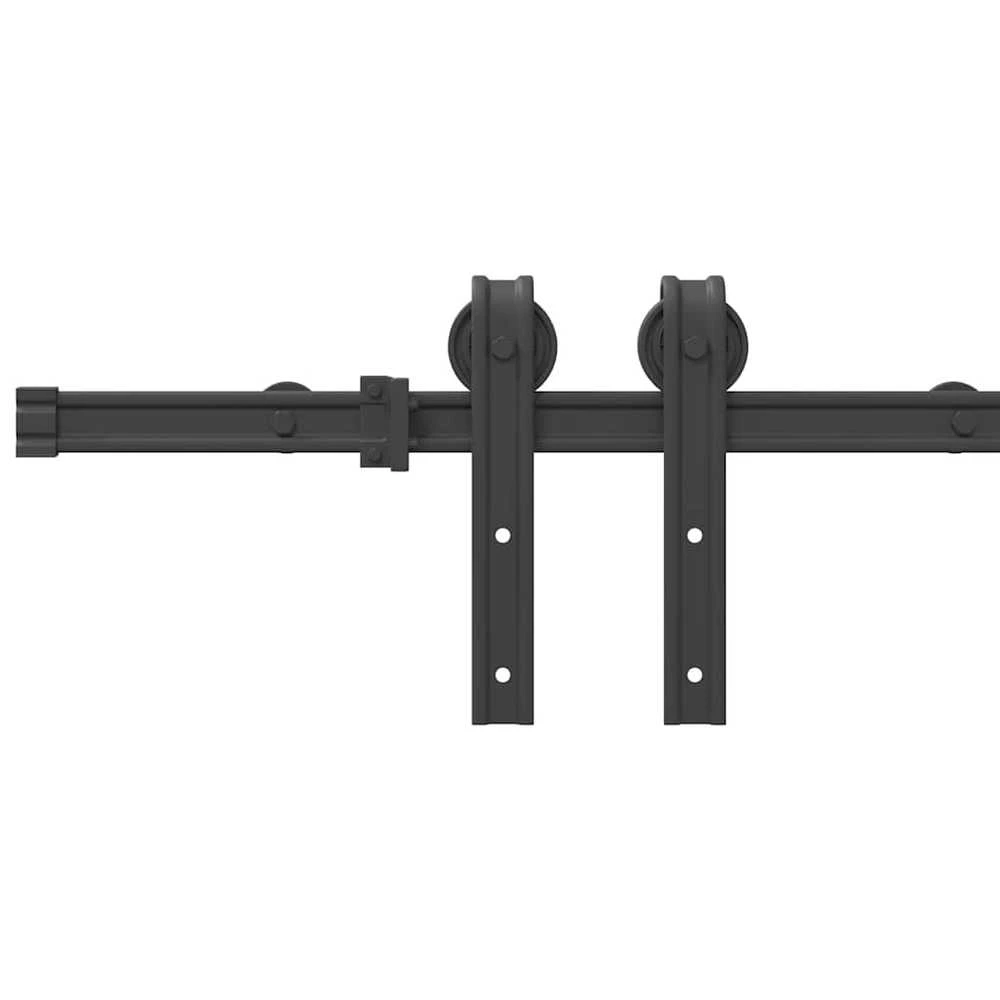 Stumdomų durų įrangos rinkinys, juodos spalvos, 183cm, plienas