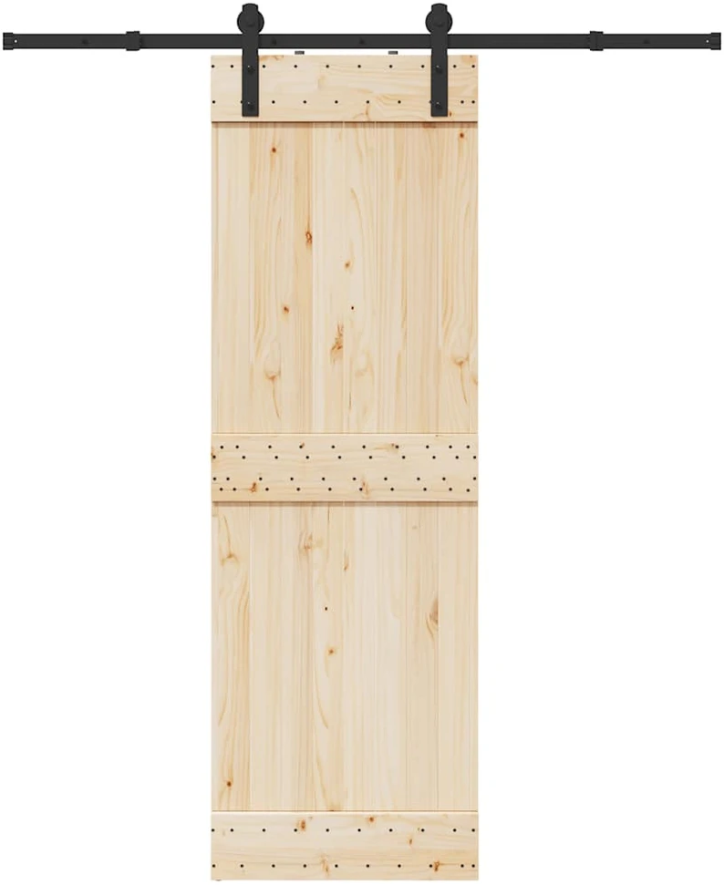 Stumdomų durų įrangos rinkinys, juodos spalvos, 183cm, plienas