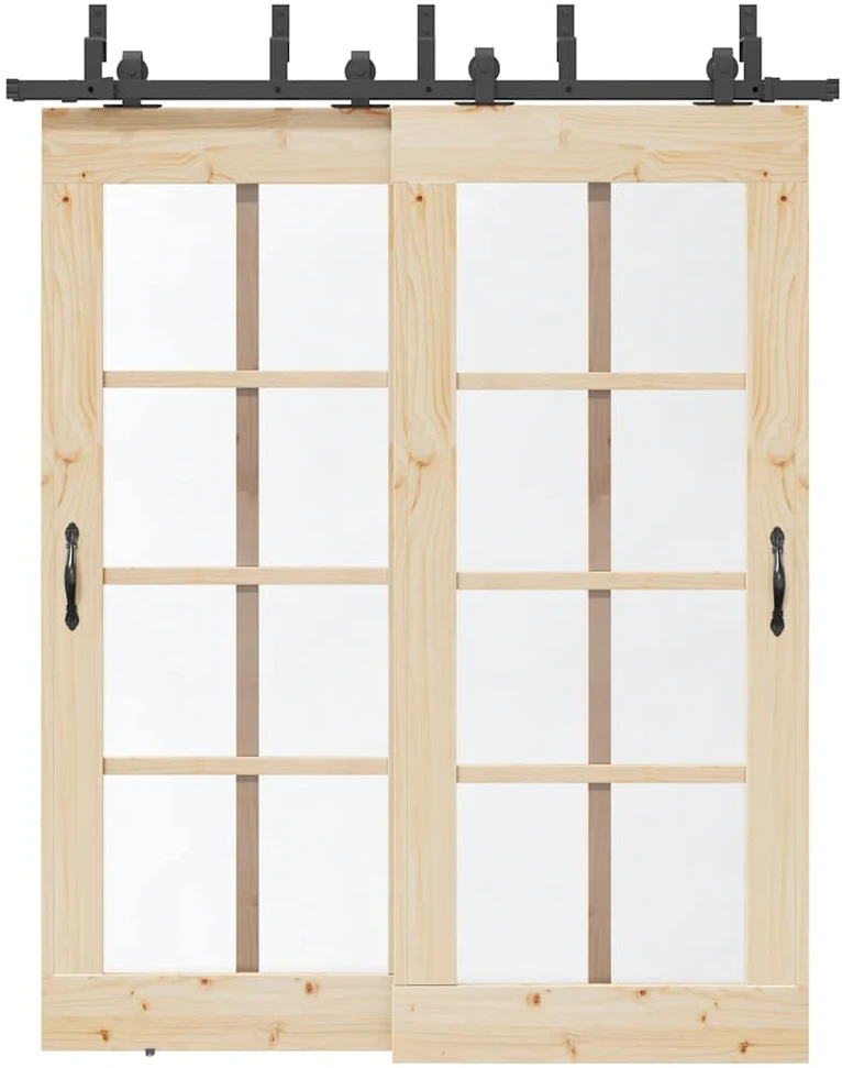 Stumdomų durų įrangos rinkinys, juodos spalvos, 183 cm, plienas