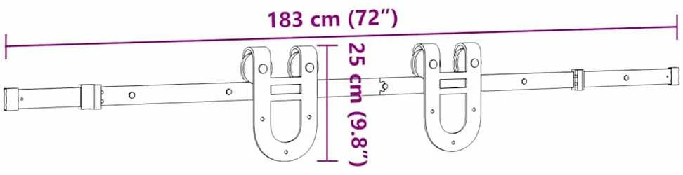 Stumdomų durų įrangos rinkinys, juodos spalvos, 183cm, plienas